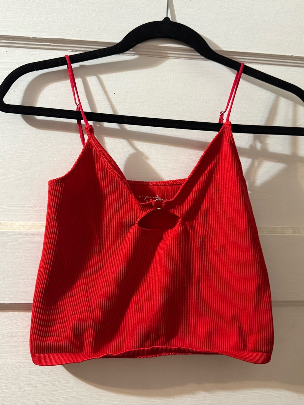 Urban Outfitters Red Ribbed Keyhole Tank